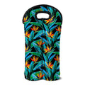 Teal Tropical Pattern Print Double Neoprene Wine Tote