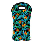 Teal Tropical Pattern Print Double Neoprene Wine Tote