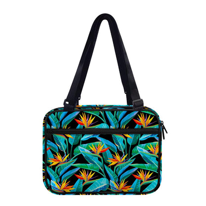Teal Tropical Pattern Print Double Strap Bible Bag