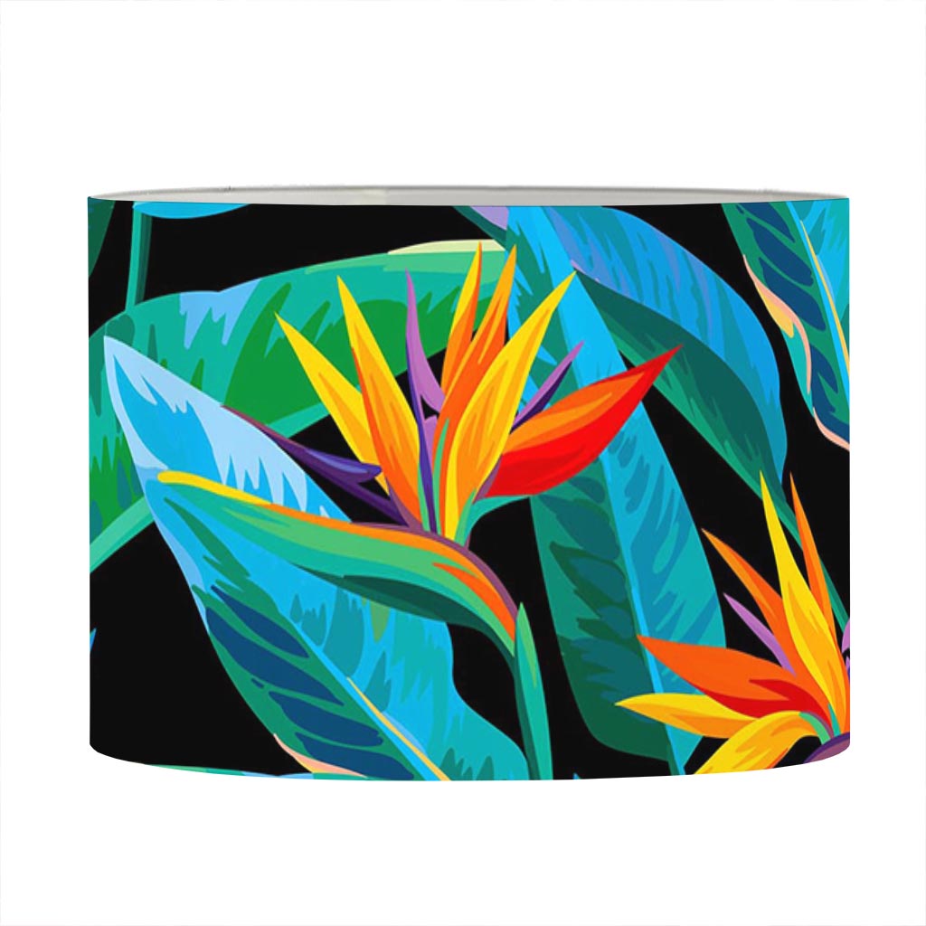 Teal Tropical Pattern Print Drum Lamp Shade