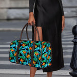 Teal Tropical Pattern Print Duffle Bag