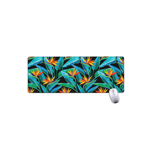 Teal Tropical Pattern Print Extended Mouse Pad