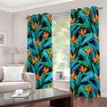 Teal Tropical Pattern Print Extra Wide Grommet Curtains