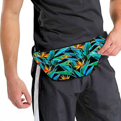 Teal Tropical Pattern Print Fanny Pack