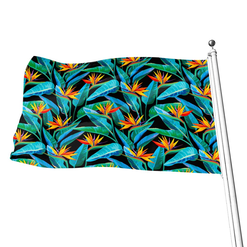 Teal Tropical Pattern Print Flag