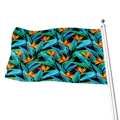 Teal Tropical Pattern Print Flag