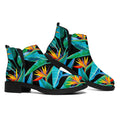 Teal Tropical Pattern Print Flat Ankle Boots