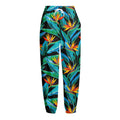 Teal Tropical Pattern Print Fleece Lined Knit Pants