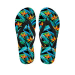 Teal Tropical Pattern Print Flip Flops