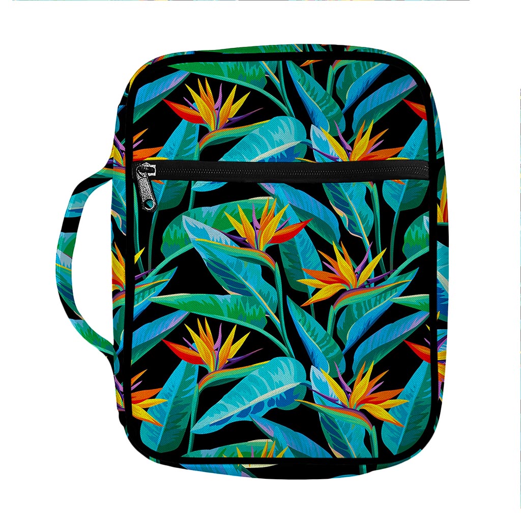 Teal Tropical Pattern Print Front Pocket Bible Bag