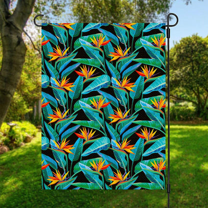Teal Tropical Pattern Print Garden Flag