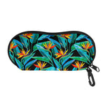 Teal Tropical Pattern Print Glasses Case