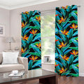 Teal Tropical Pattern Print Grommet Curtains
