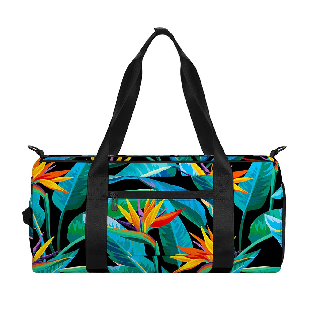 Teal Tropical Pattern Print Gym Bag