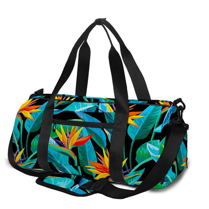 Teal Tropical Pattern Print Gym Bag