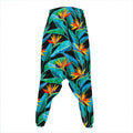 Teal Tropical Pattern Print Hammer Pants