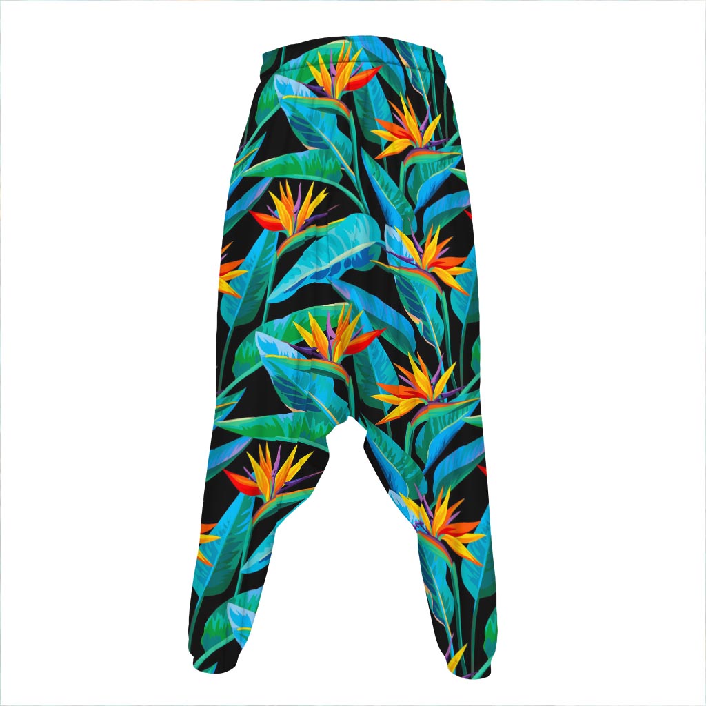 Teal Tropical Pattern Print Hammer Pants