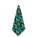 Teal Tropical Pattern Print Hand Towel