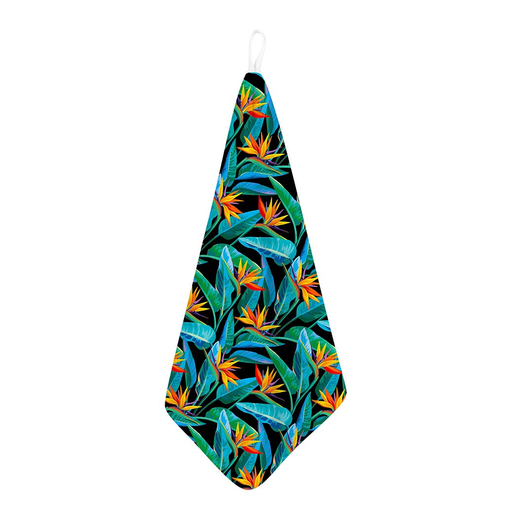 Teal Tropical Pattern Print Hand Towel