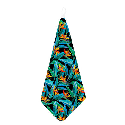 Teal Tropical Pattern Print Hand Towel
