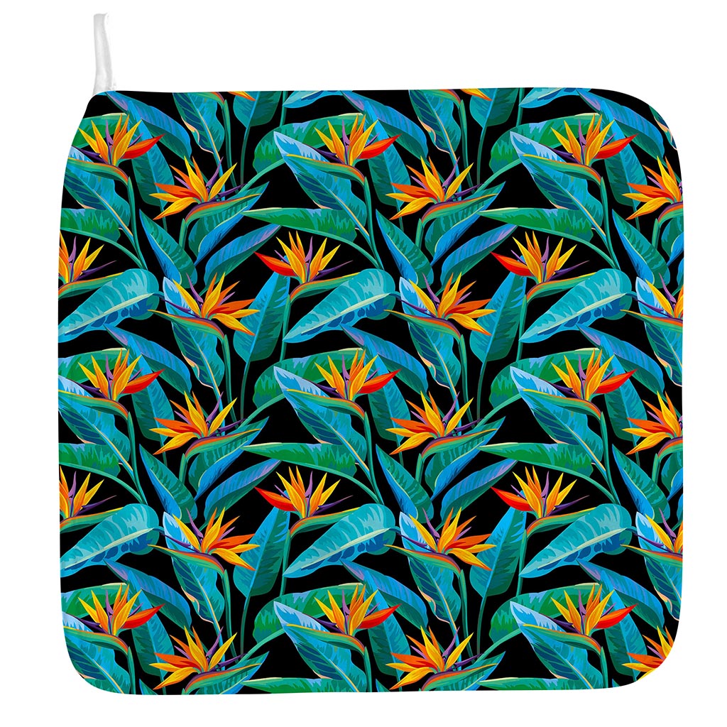 Teal Tropical Pattern Print Hand Towel