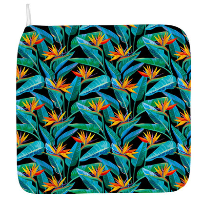 Teal Tropical Pattern Print Hand Towel