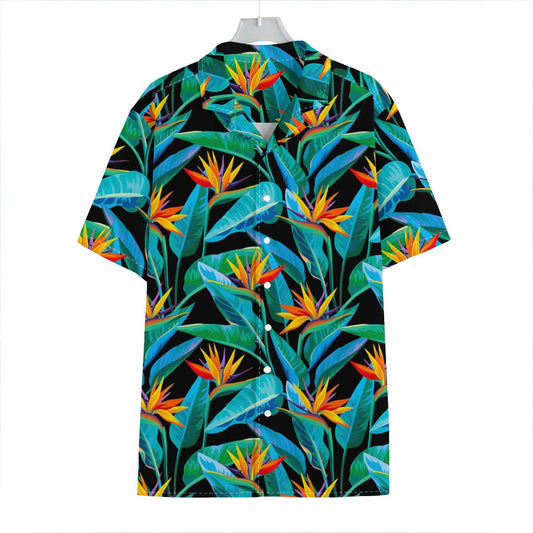 Teal Tropical Pattern Print Hawaiian Shirt