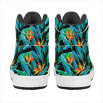Teal Tropical Pattern Print High Top Leather Sneakers