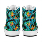 Teal Tropical Pattern Print High Top Leather Sneakers