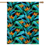 Teal Tropical Pattern Print House Flag