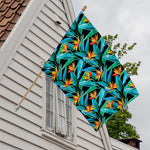 Teal Tropical Pattern Print House Flag