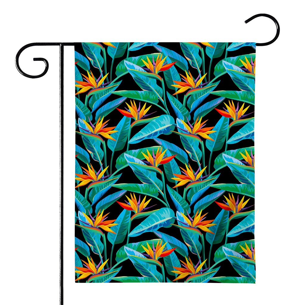 Teal Tropical Pattern Print House Flag