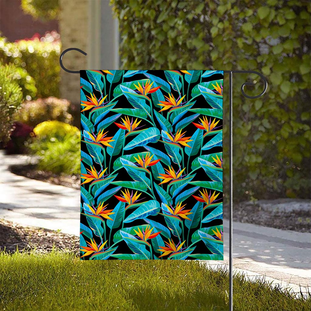 Teal Tropical Pattern Print House Flag