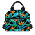 Teal Tropical Pattern Print Insulated Lunch Bag