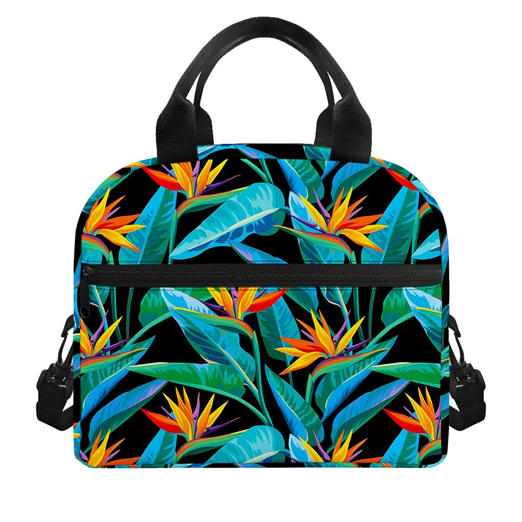 Teal Tropical Pattern Print Insulated Lunch Bag