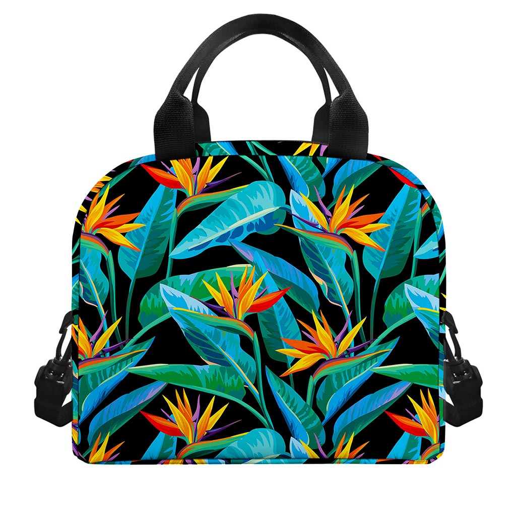 Teal Tropical Pattern Print Insulated Lunch Bag