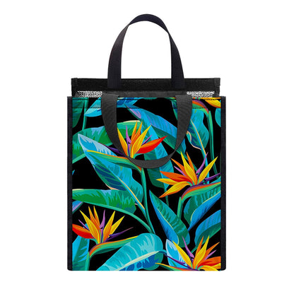 Teal Tropical Pattern Print Insulated Lunch Tote