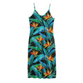 Teal Tropical Pattern Print Jersey Midi Cami Dress