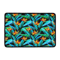 Teal Tropical Pattern Print Kitchen Mat