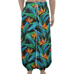 Teal Tropical Pattern Print Lantern Pants