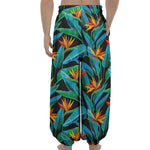 Teal Tropical Pattern Print Lantern Pants