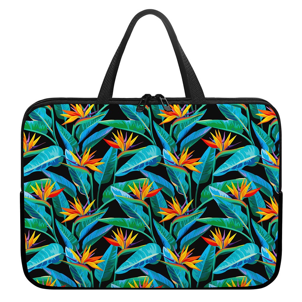 Teal Tropical Pattern Print Laptop Sleeve With Handle