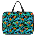 Teal Tropical Pattern Print Laptop Sleeve With Handle