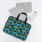 Teal Tropical Pattern Print Laptop Sleeve With Handle