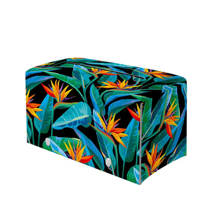 Teal Tropical Pattern Print Leather Tissue Box Cover