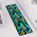Teal Tropical Pattern Print Long Kitchen Mat