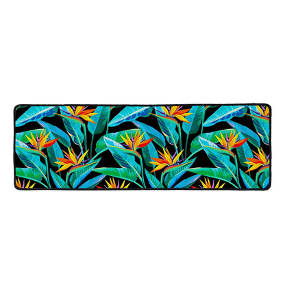 Teal Tropical Pattern Print Long Kitchen Mat