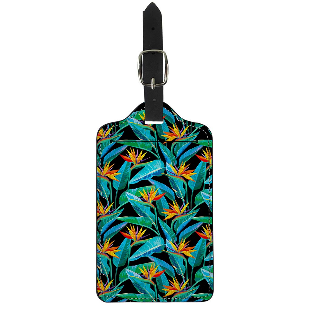 Teal Tropical Pattern Print Luggage Tag