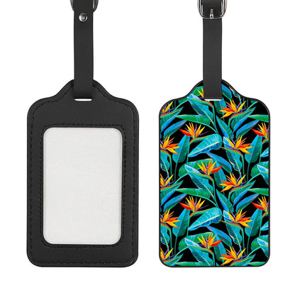 Teal Tropical Pattern Print Luggage Tag