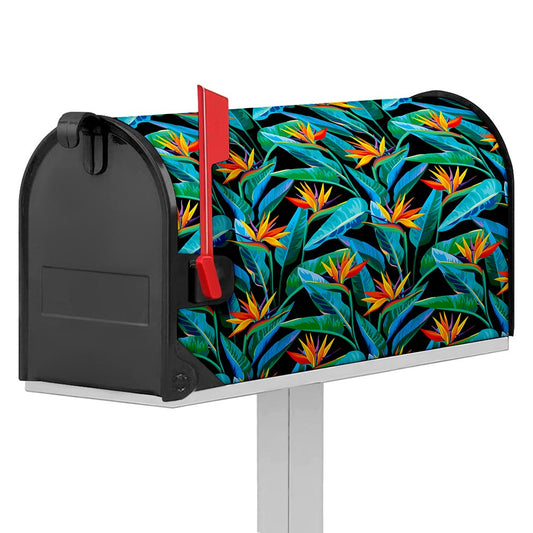 Teal Tropical Pattern Print Mailbox Cover